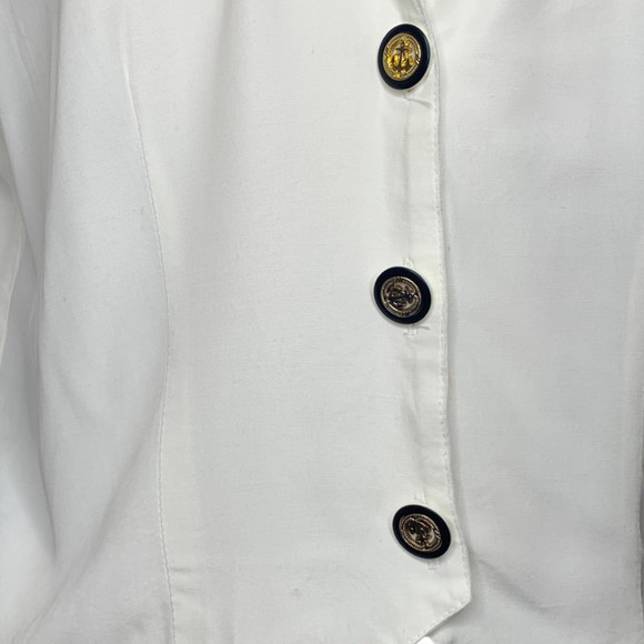 Vintage 80 HK Collectible Short Sleeve Button Shirt White Large Collared - Picture 7 of 7